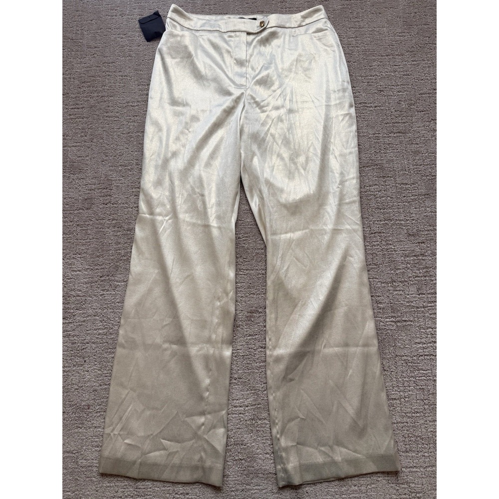 NWT Donna Karan New York Trousers Metallic Champagne Holiday Size 12 Dress Pants
